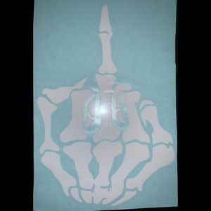 Skeleton Middle Finger 5 inch vinyl decal